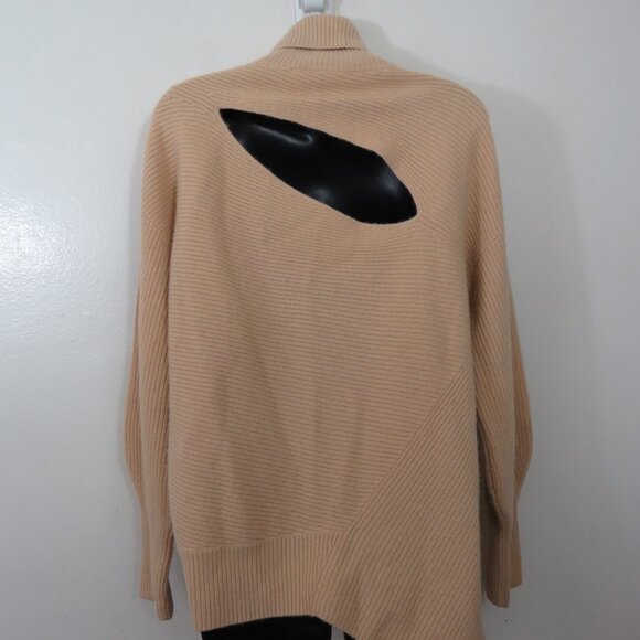 ALC Size XS Rory Turtleneck Ribbed Keyhole Back Wool Cashmere Sweater Asymmetric - Picture 8 of 8